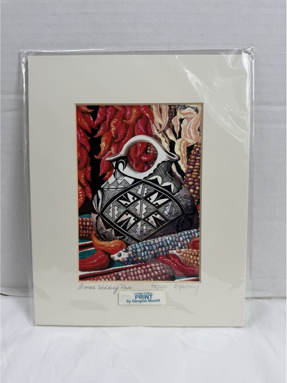 Rare Signed By Georgine Morelli Water Color Acoma Wedding Vase Limited Edition